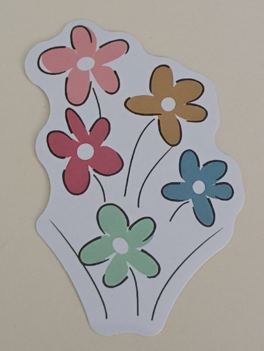 10/$10 Sticker - Multicolored Daisy Flowers Green Red Pink Orange Blue